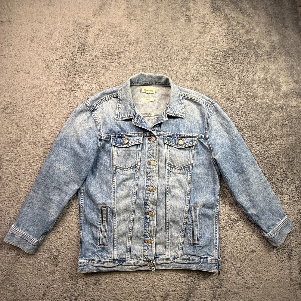 Madewell Denim Jean Jacket Oversized Medium Light Wash Button Front